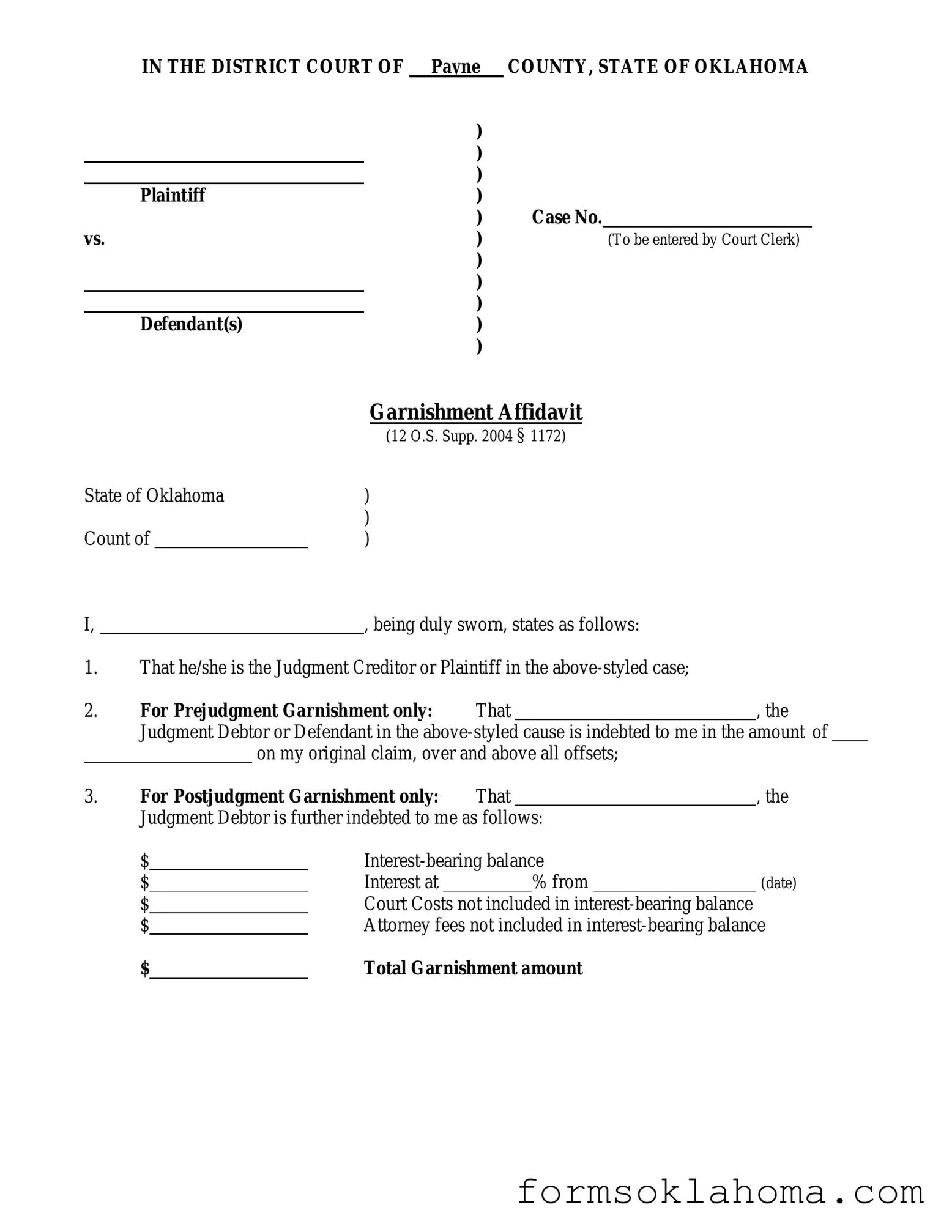 Official Oklahoma 20 Form