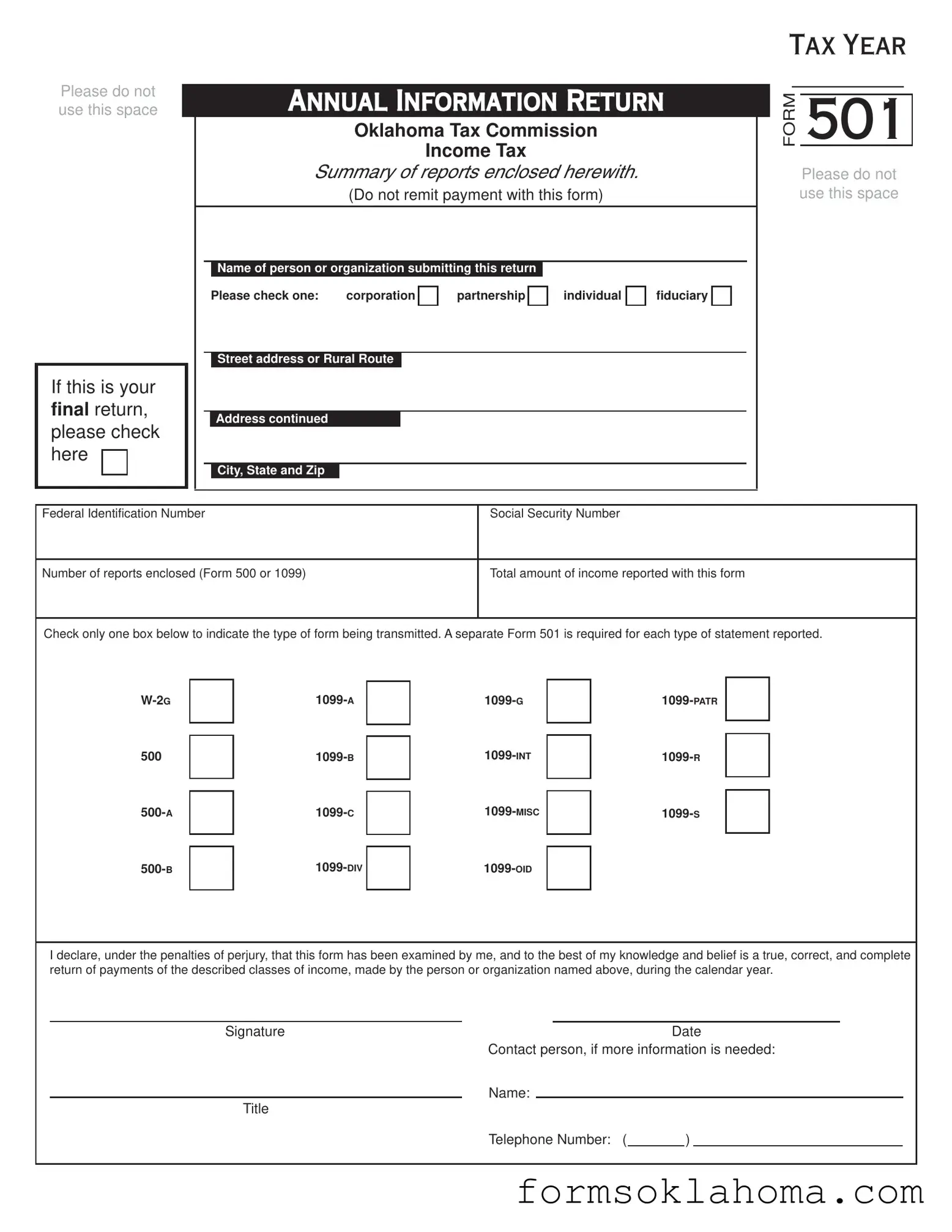 Official Oklahoma 501 Form