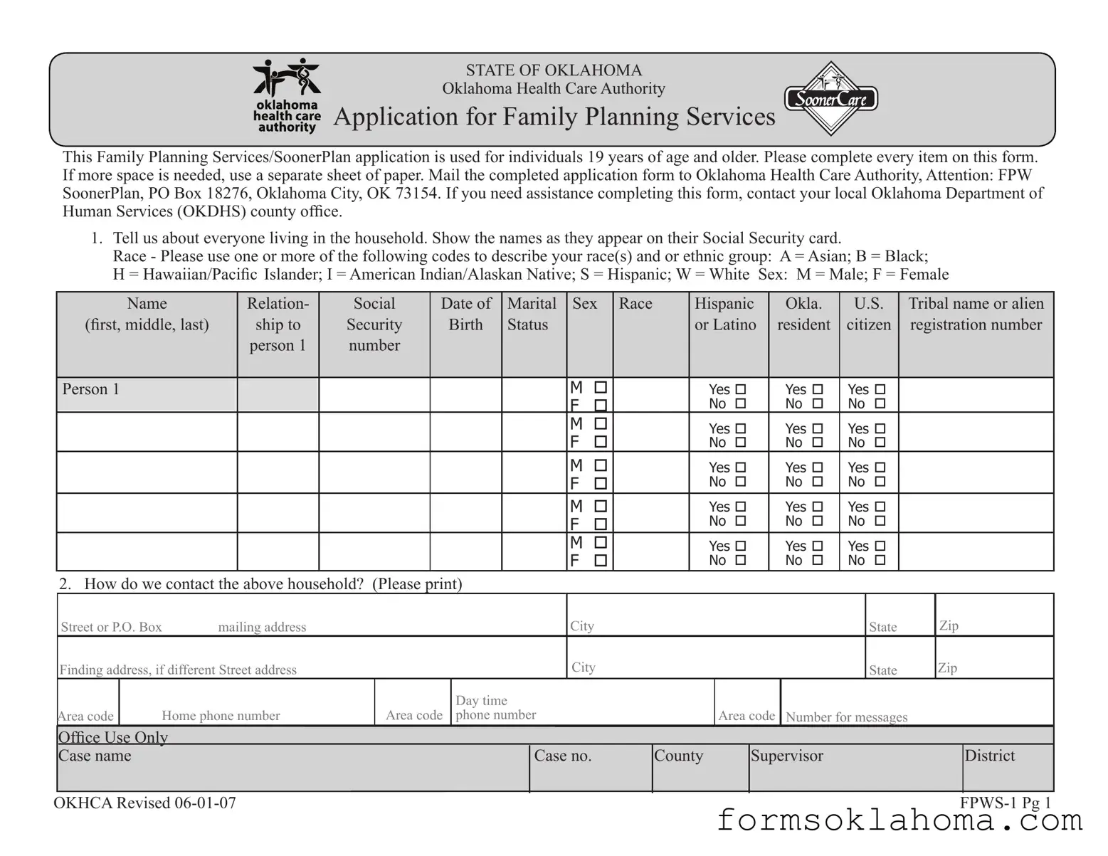 Official Oklahoma Fpws 1 Form