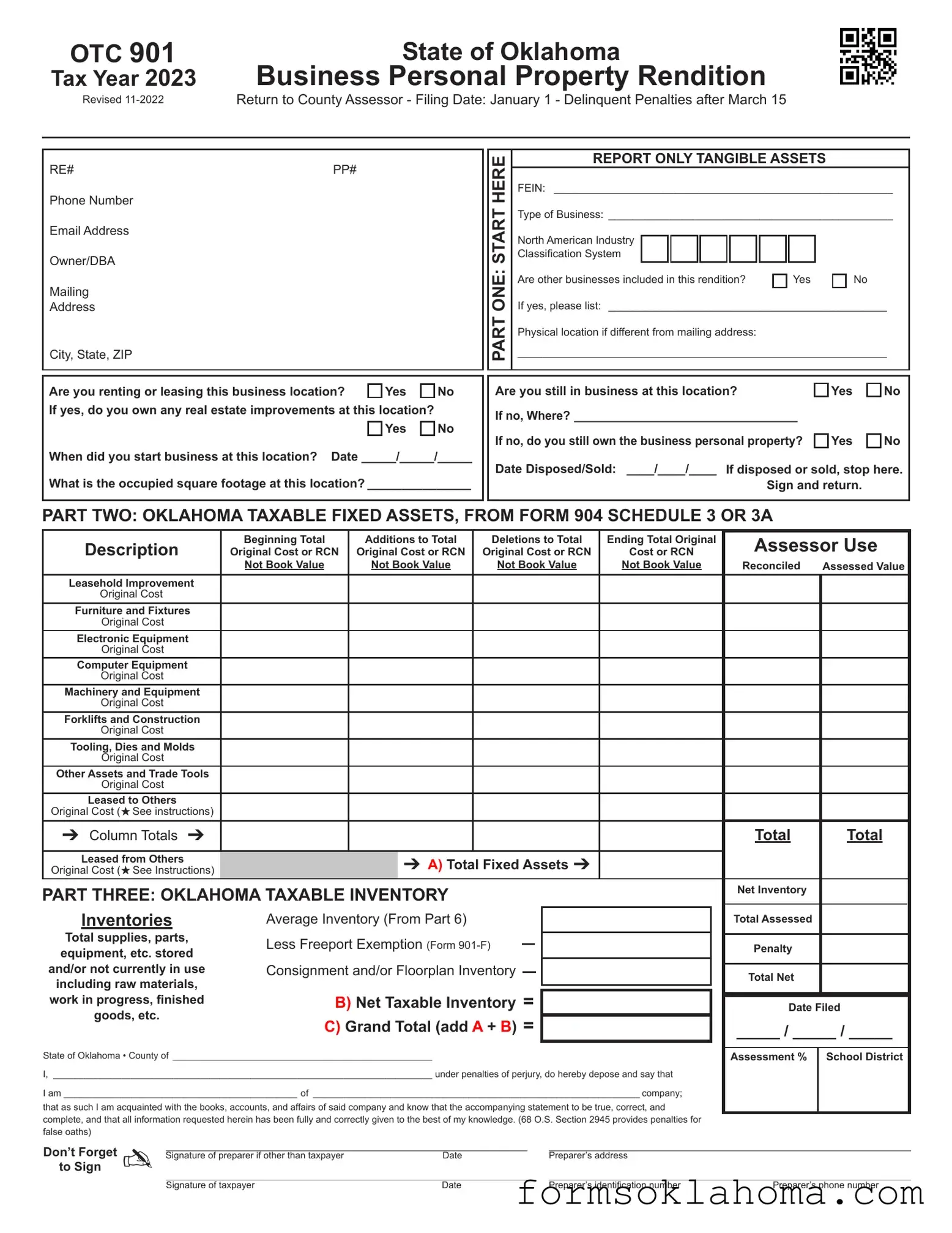 Official Otc 901 Oklahoma Tax Form