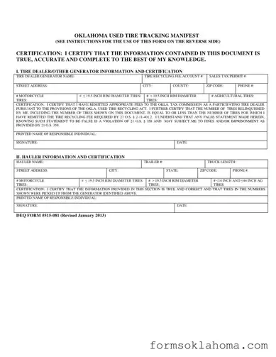 Official Deq 515 081 Form