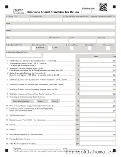 Official Oklahoma 200 Form