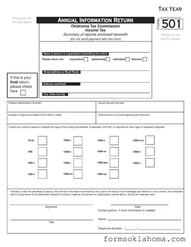 Official Oklahoma 501 Form