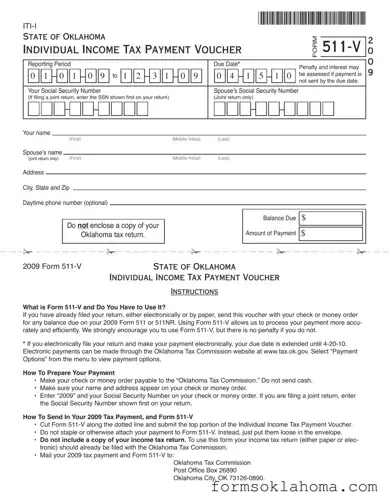 Official Oklahoma 511 V Form