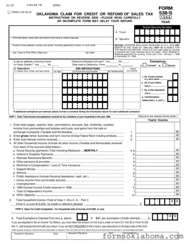 Official Oklahoma 538 S Form