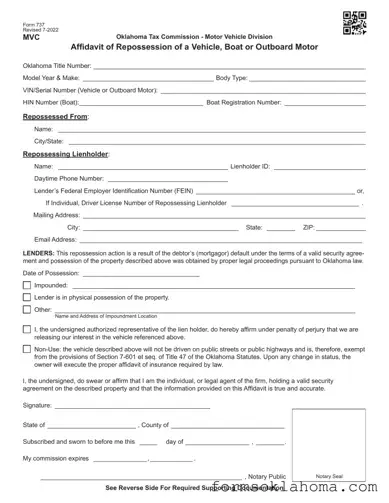 Official Oklahoma 737 Form