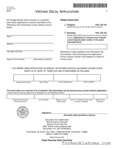 Official Oklahoma 750 B Form