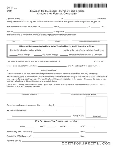 Official Oklahoma 753 Form