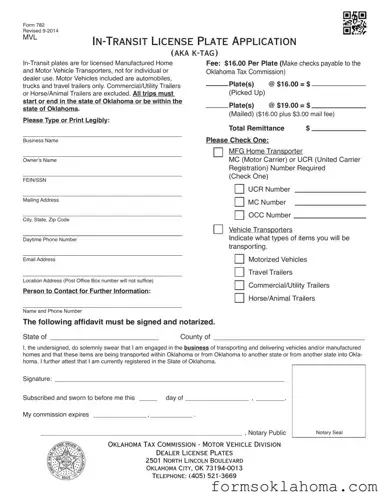 Official Oklahoma 782 Form