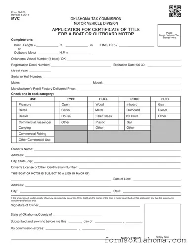 Official Oklahoma Bm 26 Form
