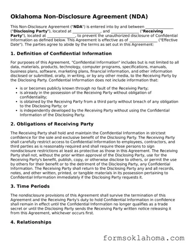 Non-disclosure Agreement Document for the State of Oklahoma