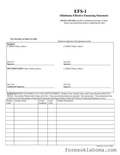 Official Oklahoma Efs 1 Form