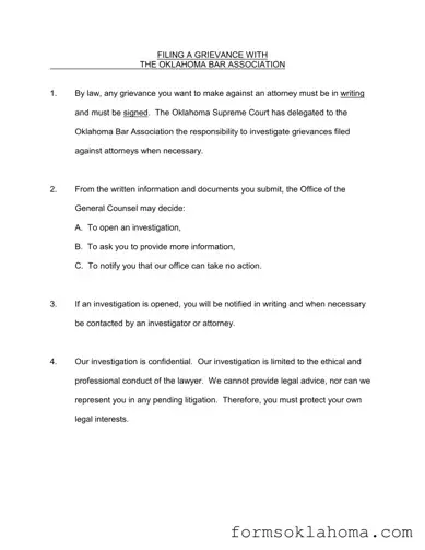 Official Oklahoma Grievance Form