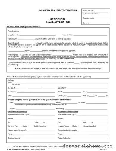 Official Oklahoma Lease Application Form