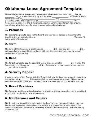 Lease Agreement Document for the State of Oklahoma