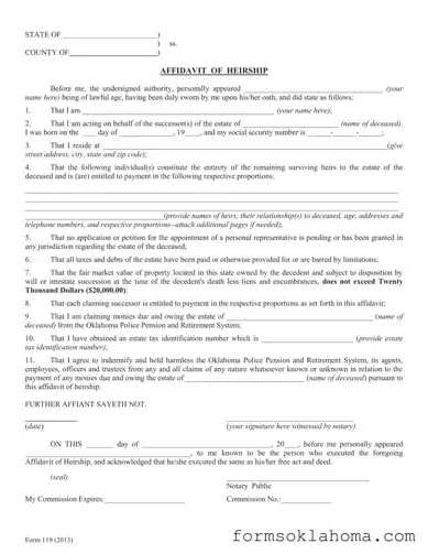 Official Oklahoma Legal Heirship Form