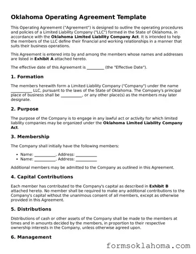 Operating Agreement Document for the State of Oklahoma