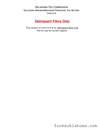Official Oklahoma Minimum Franchise Tax Form