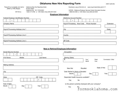 Official Oklahoma New Hire Reporting Form