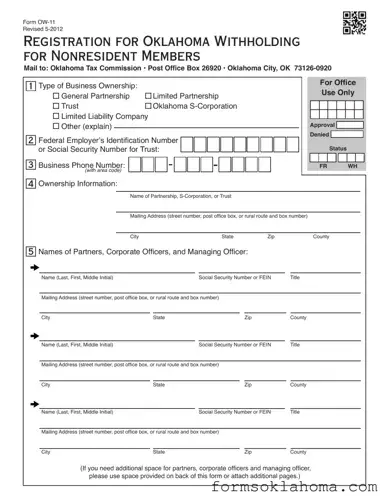 Official Oklahoma Ow 11 Form