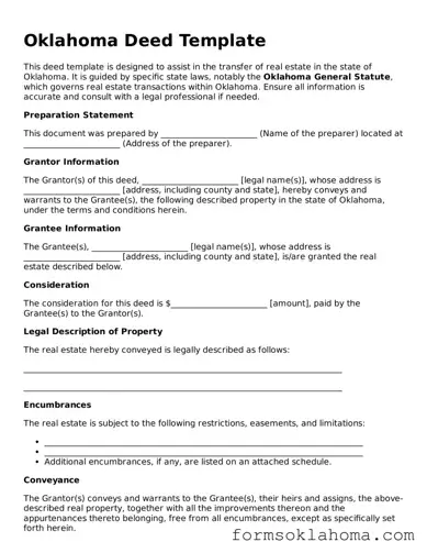 Deed Document for the State of Oklahoma