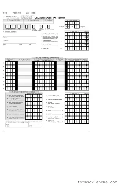 Official Oklahoma Sales Tax Report Form