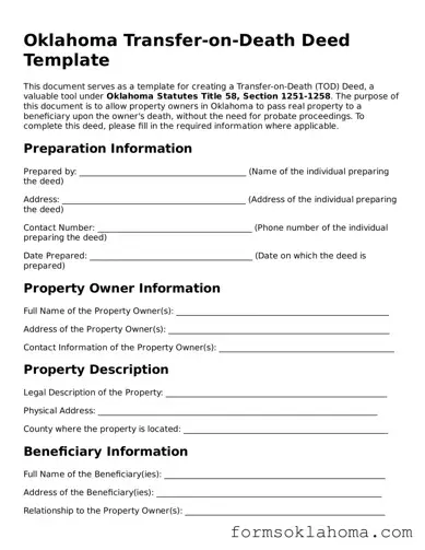 Transfer-on-Death Deed Document for the State of Oklahoma
